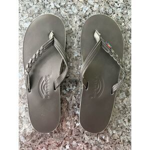 Rainbow Sandals “Flirty Braidy” Black Leather Flip-Flops – Women’s Size XL (8.5–